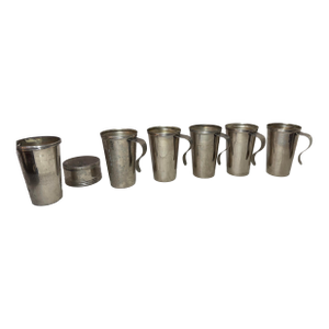 5 Vintage Landers Frary & Clark Universal Silver Plated Travel Nesting Camp Cups