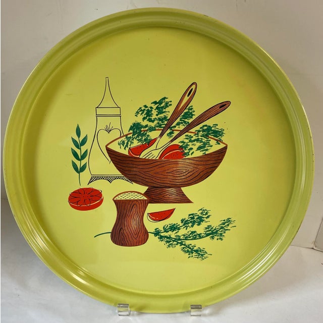 Metal Vintage Mid Century Metal Serving Tray For Sale - Image 7 of 7