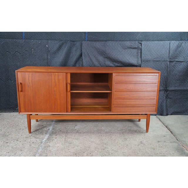 Wood 1980s Otmar Danish Scandinavian Modern Teak Credenza Buffet Console Sideboard MCM 71" For Sale - Image 7 of 14