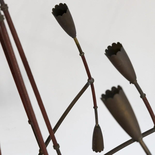 Gold Leather and Brass Chandelier, 1940s For Sale - Image 8 of 10