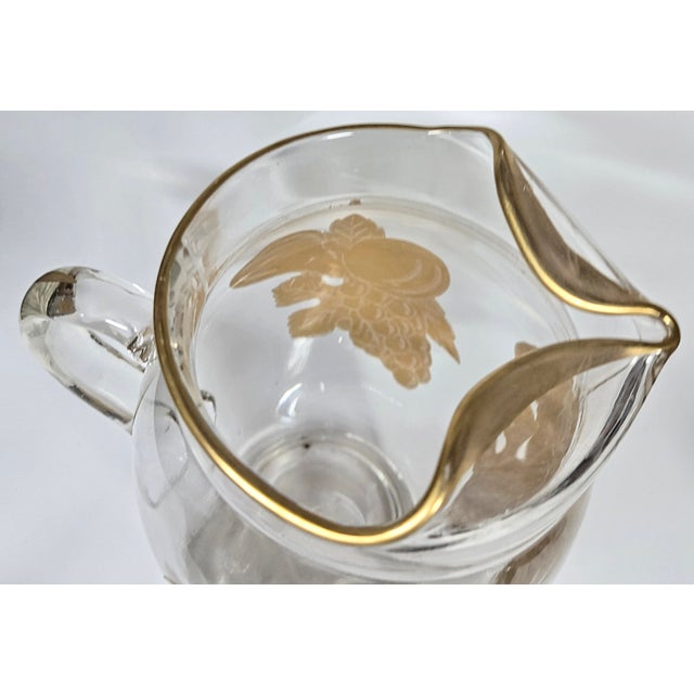 Metal Mid 20th Century Christmas Golden Fruit Pitcher For Sale - Image 7 of 13