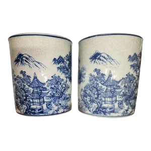 19th Century Pair Chinese Brush Wash Pots