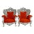 Rococo Style Throne Chair – Orange Velvet Upholstery With Silver Leaf Hand-Carved Frame For Sale