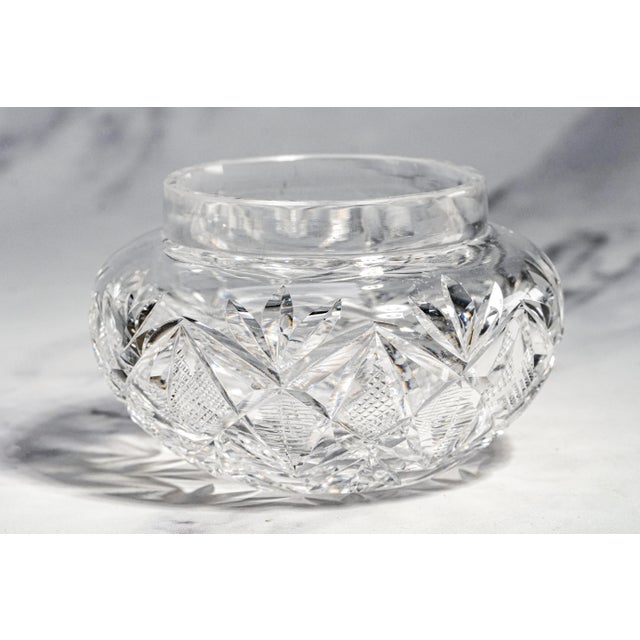 Brilliant Antique Cut Crystal Powder Jar Sterling Silver Lid Edwardian Vanity Jewelry Box Luxury Home Decor For Sale - Image 13 of 15
