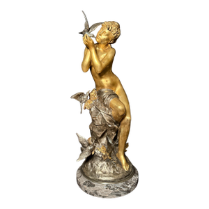 Late 19th Century Exotic Gilt And Silvered Bronze By Mathurin Moreau