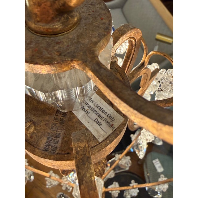 In the Style of Dennis & Leen Gold Finish Six Light Crystal Chandelier For Sale - Image 11 of 12