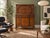 Vintage solid walnut/burlwood highboy chest of drawers, likely from the 1920s to 1930s (such as an Art Deco or Jacobean-...