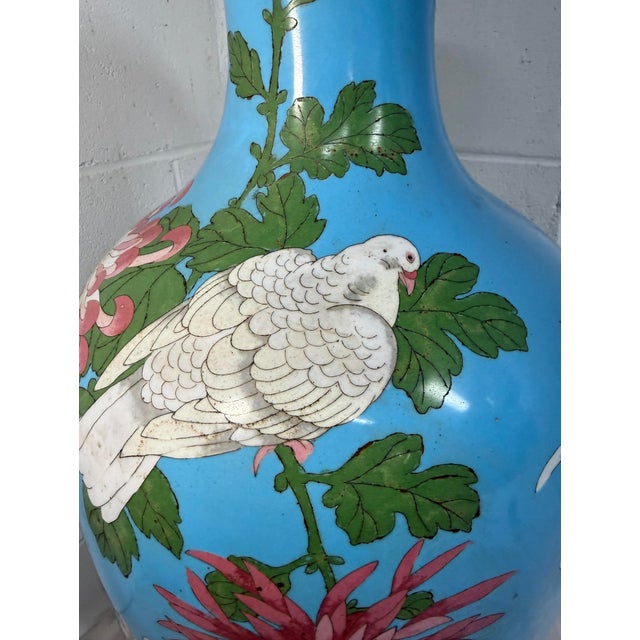 Up for sale is a very large, high quality antique 19th century Japanese Meiji cloisonné Palace vase. It's made into a...