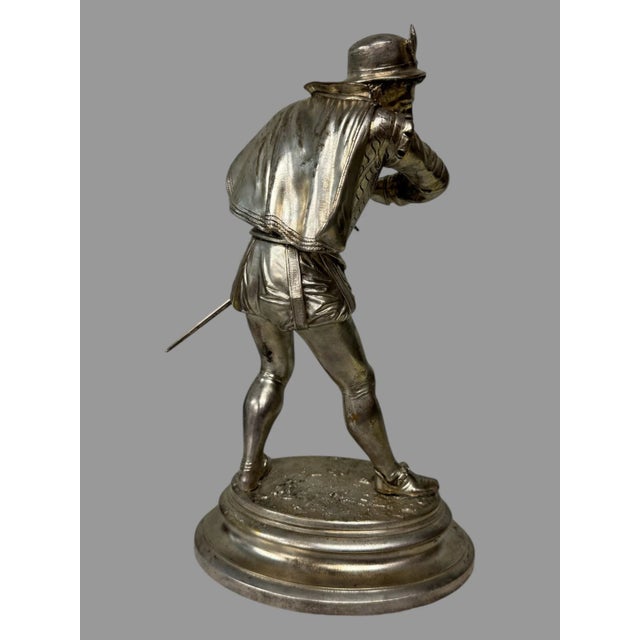 Late 19th Century Emile Guillemin French Silvered Bronze Cavalier Statue Sculpture For Sale - Image 4 of 8