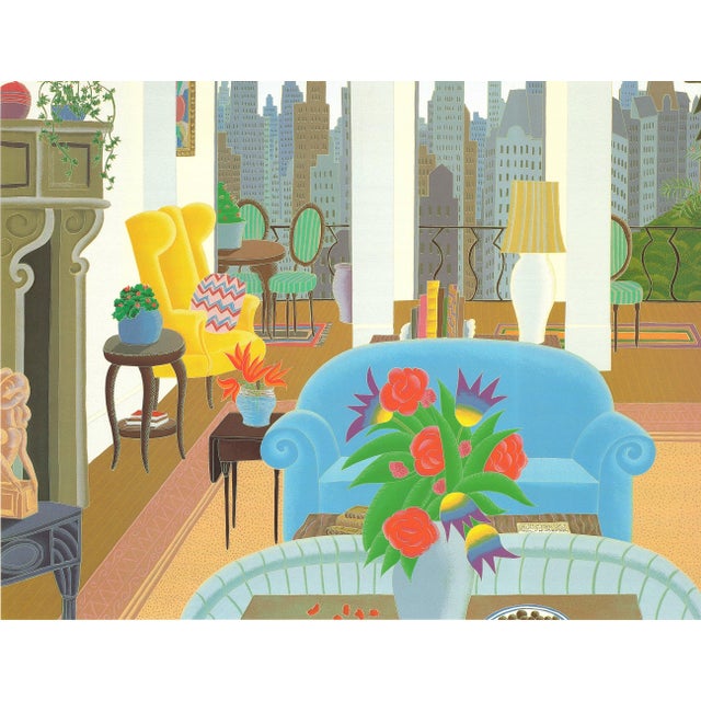 Contemporary Thomas Mcknight Blue Couch, 1985 For Sale - Image 3 of 4