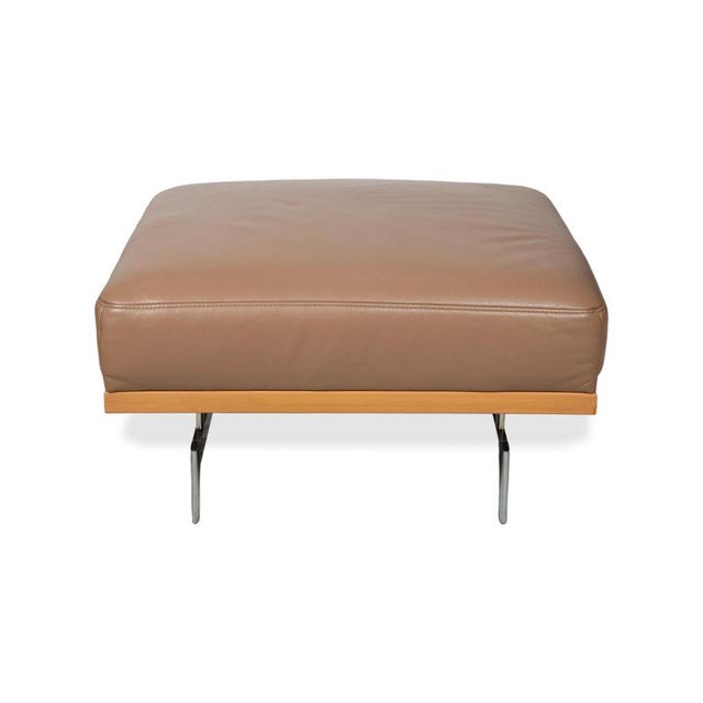 Animal Skin Model 24/7 Ottoman in Leather, Wood and Chrome from Joop For Sale - Image 7 of 9