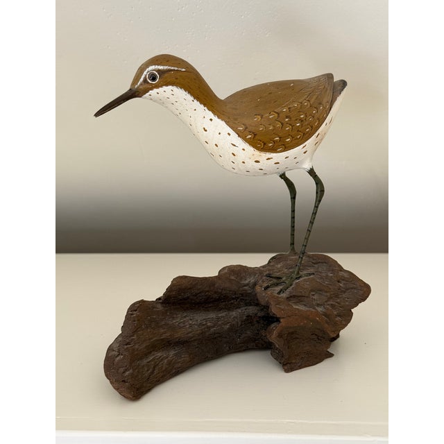 Vintage Hand Carved Sandpiper Shorebird Gus Mirando Nantucket Artist For Sale - Image 9 of 14