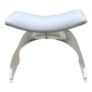 Charles Hollis Jones Curved Lucite Vanity Stool For Sale