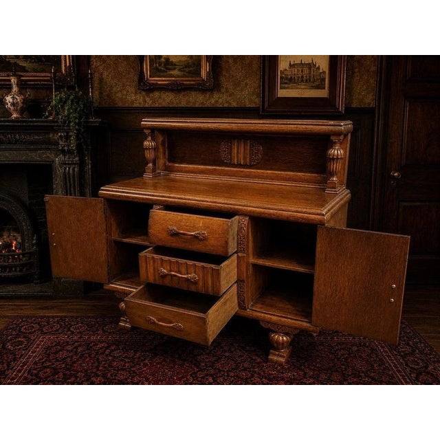 1930s Art Deco Oak Sideboard with Original Cavendish Furniture Provenance, 1930s For Sale - Image 5 of 13