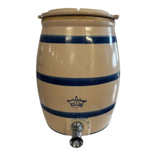 Robinson Ransbottom 2 Gallon Blue Crown Stoneware Water Cooler With Spout For Sale