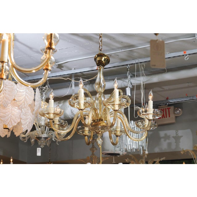 Amber 1960s Stunning 8-Light Venetian Glass Chandelier, Italy For Sale - Image 8 of 14