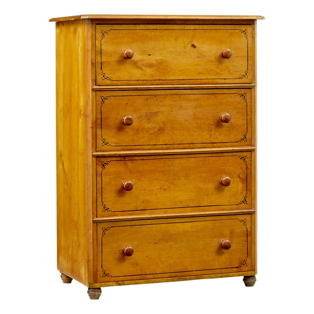 Hand Painted Chest of Drawers in Simulated Birch from Gemla Fabrikers, 1930 For Sale