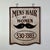 American Vintage Double Sided Wooden Sign Advertising "Mens Hair by Women" With Mustache Illustration For Sale - Image 3 of 9