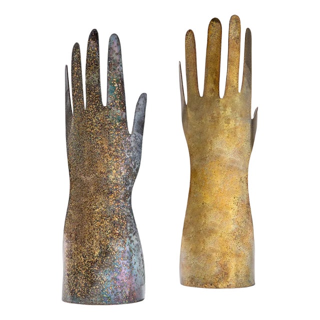 Sculptural Hands in Silver Metal by Gio Ponti for Lino Sabattini, 1978, Set of 2 For Sale