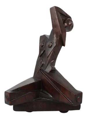 Cubist Wood Sculpture of a Nude by Russian American Sculptor Boris Blai, 1930s