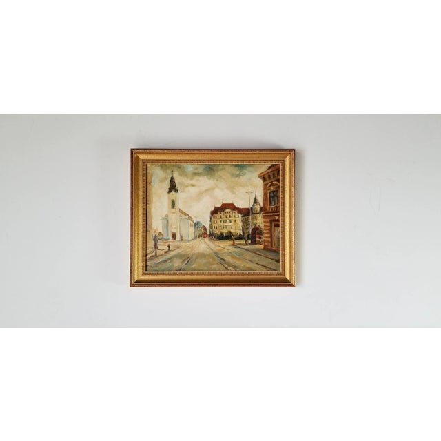 1970's Vintage Jedliezka Impressionist Paris Street Scene Oil Painting, Framed For Sale - Image 11 of 11