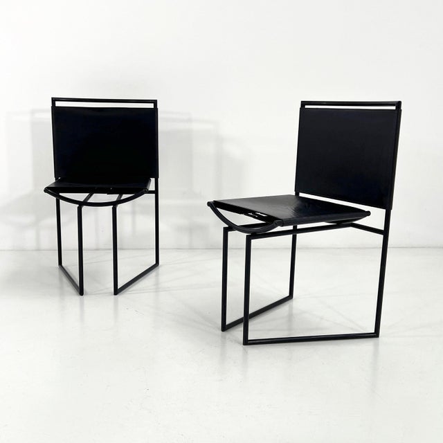 Model 91 Chairs in Black Leater by Mario Botta for Alias, 1990s, Set of 4 For Sale - Image 12 of 16