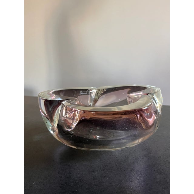 Large Transparent and Purple Murano Bowl, 1960s, in Very Good conditions. Designed 1960 to 1969