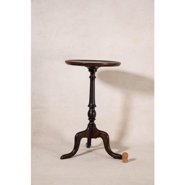 Antique English Mahogany With Oak Base Wine Table on Tripod Base For Sale - Image 4 of 4