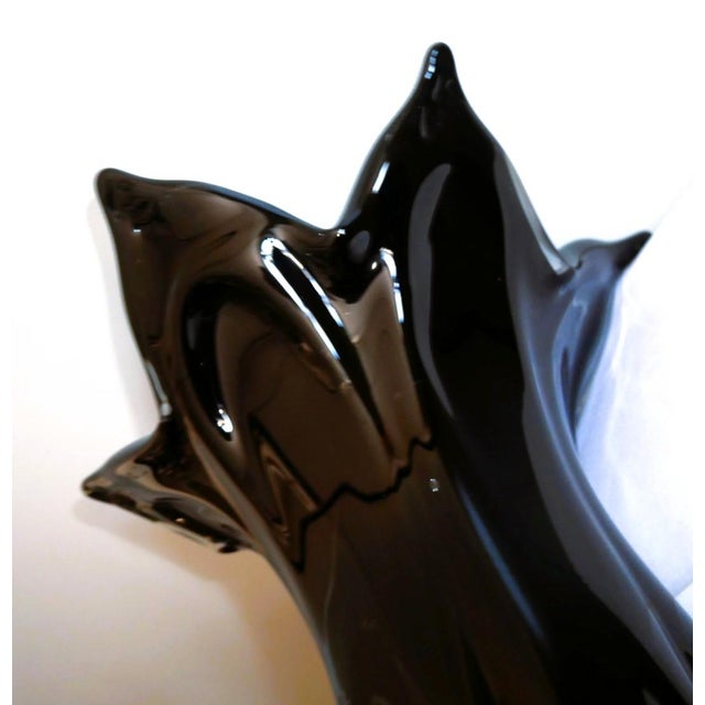 1970s Vintage Black Murano Glass Handkerchief Vase, 1970s For Sale - Image 5 of 13