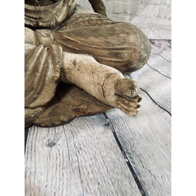 18th Century Monumental Chinese Polychromed Seated Guanyin Statute For Sale - Image 15 of 18