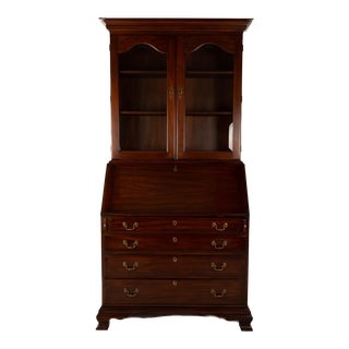 1980s Henkel Harris Mahogany John Hancock Secretary Desk - Hidden Compartments For Sale