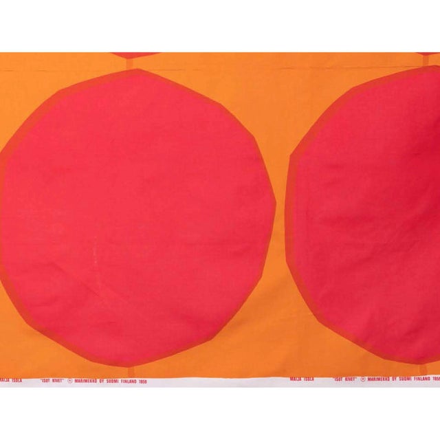 Marimekko 1959 Marimekko Fabric ‘Isot Kivet’ Pink & Orange Print - 9.75' L X 4.7' W For Sale - Image 4 of 4