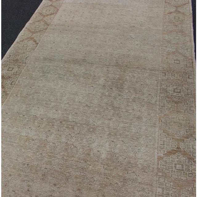 Mid 20th Century Floral All-Over Medallion Vintage Turkish Oushak Runner With Faded Color Palette For Sale - Image 5 of 13