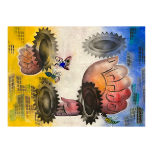 Mason RaderOutsider Art Abstract Surrealist Spray Paint Mixed Media Painting Mason Rader, 1994