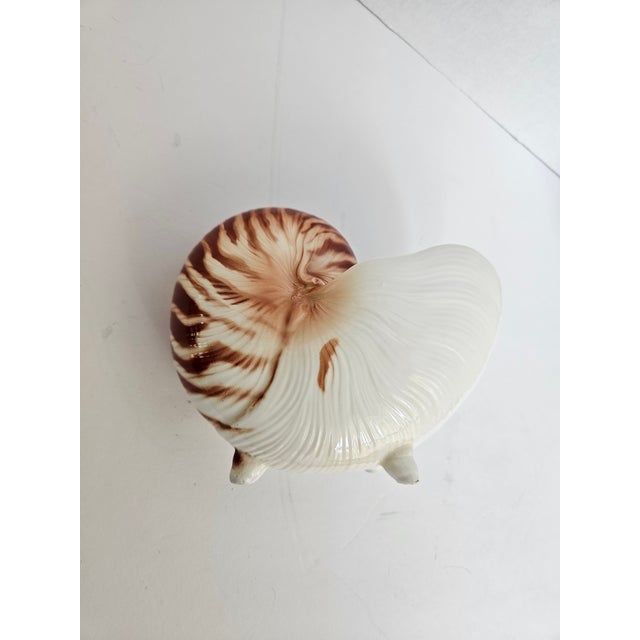 1970s 1970s Fitz & Floyd Nautilus Shell Porcelain Footed Bowl For Sale - Image 5 of 6