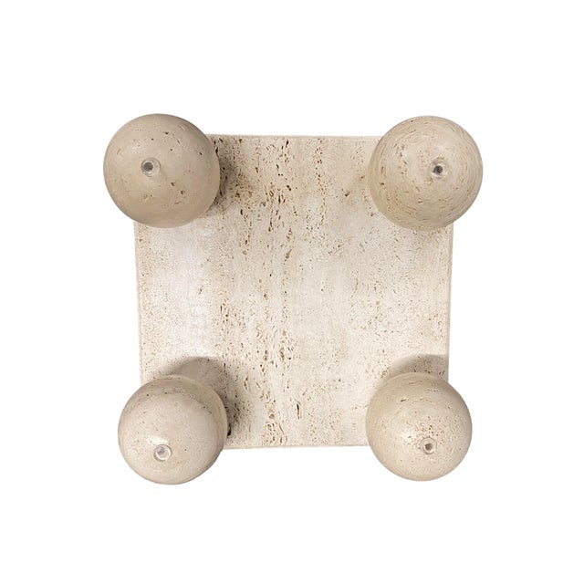 Mid-Century Style Cocktail or Side Table W/Sculptured Travertine Base and Glass For Sale - Image 9 of 12