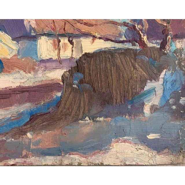 Impressionism Winter Landscape Painting, Antique Soviet Art, 1960s 19-24 For Sale - Image 6 of 6