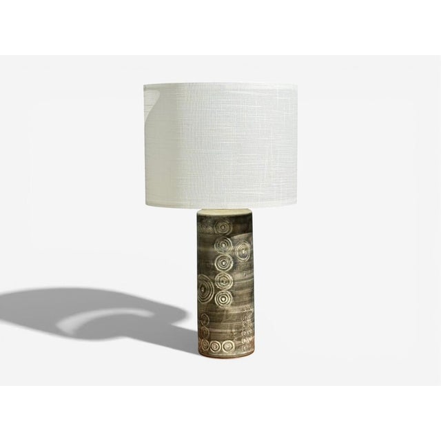 Olle Alberius Olle Alberius, Table Lamp, Grey Stoneware, Sweden, 1970s For Sale - Image 4 of 13