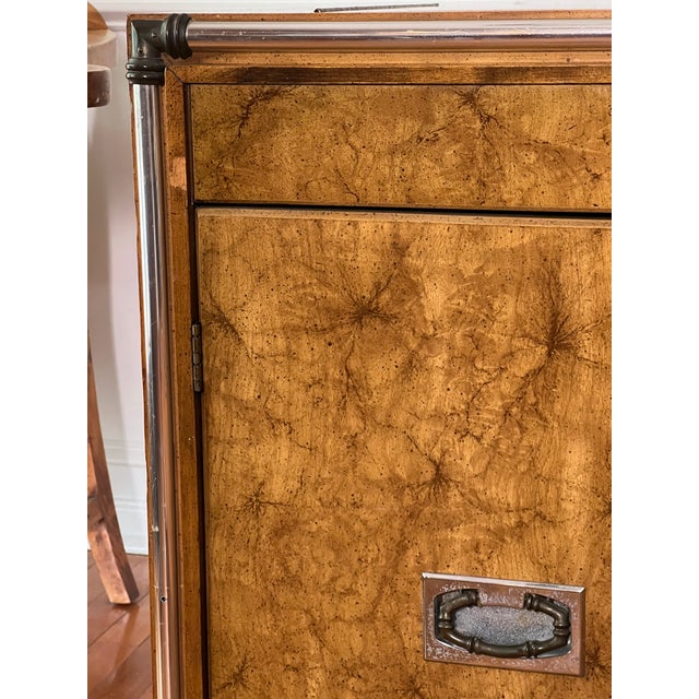 Midcentury Hollywood Regency Expandable Burl Wood Server For Sale - Image 16 of 18