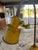1940s French Metal Tole Mustard Desk Lamp With Toleware Paint & Shade For Sale - Image 4 of 10