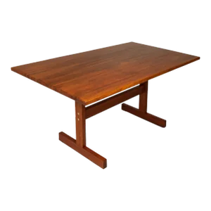 Mid-Century Danish Modern Minimalist Butcher Block Dining Table / Work Desk in Solid Oak, Denmark, C. 1960s