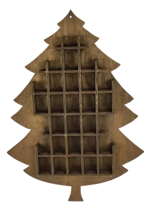 Hand Crafted Antique Wood Christmas Tree Wall Display for Miniatures