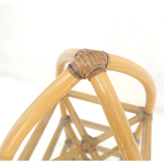 Late 20th Century Bamboo & Leather Figural 13" Square Profile Dome Shape Etagere MINT For Sale - Image 5 of 13