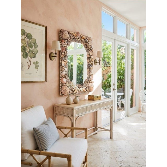 Slate Gray Vintage Handcrafted Coastal Seashell & Starfish Wall Mirror For Sale - Image 8 of 12