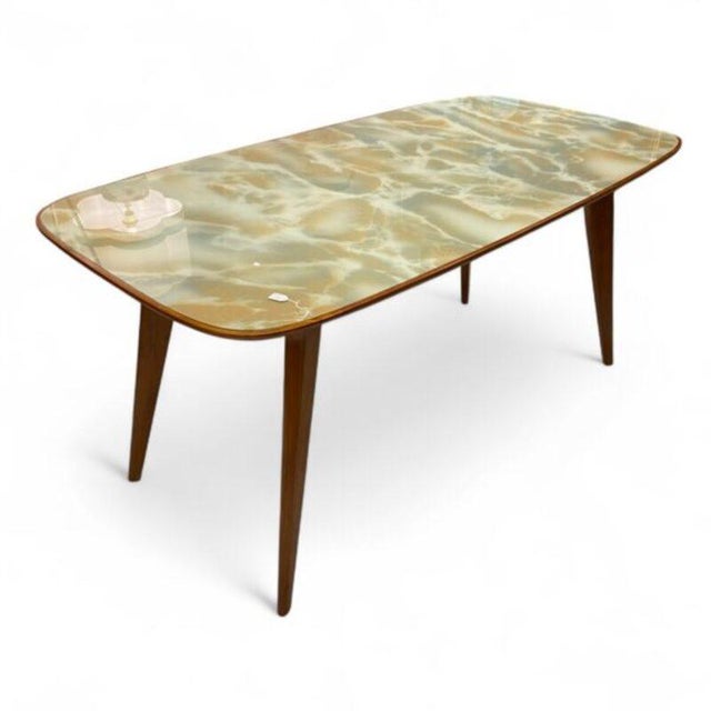 Mid-Century Modern Mid-Century Modern Italian Table with Marbled Glass For Sale - Image 3 of 6