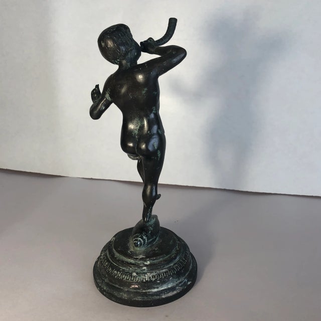 Maitland Smith Bronze Figure Playing Horn For Sale - Image 6 of 7