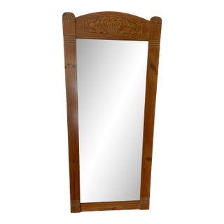 Vintage Danish Country Pine Mirror With Beveled Glass For Sale