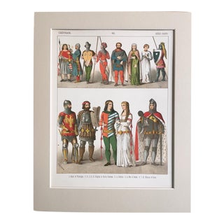 19th Century Costume Print "German 1350-1400" For Sale