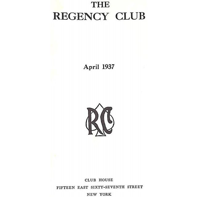 [48] pp. Privately Printed 6 5/8" x 4 1/8" Fifteen East Sixty-Seventh Street New York History of the Regency Whist Club...