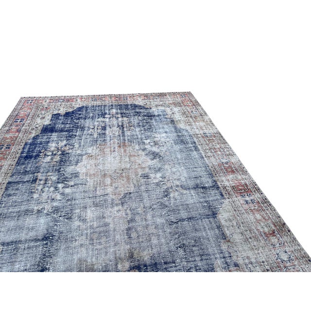 Turkish Handmade Blue Rug, 1970s For Sale - Image 6 of 9